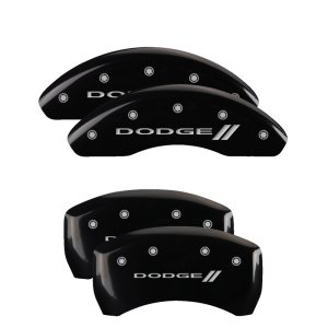 Dodge Dart Caliper Covers - Front + Rear - MGP - Engraved Front & Rear With stripes/Dodge - Black - `13-`16