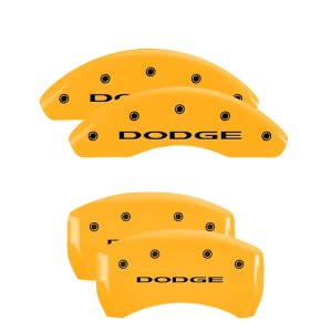 Dodge Dart Caliper Covers - Front + Rear - MGP - 4 Logo Engraved - Yellow - `13-`16