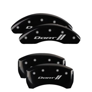 Dodge Dart Caliper Covers - Front + Rear - MGP - Engraved Front & Rear with stripes/Dart - Black - `13-`16
