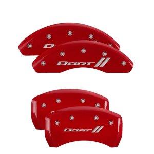 Dodge Dart Caliper Covers - Front + Rear - MGP - Engraved With stripes/Dart - Red - `13-`16