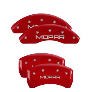 Dodge Dart Caliper Covers - Front + Rear - MGP - Engraved MOPAR - Red - `13-`16
