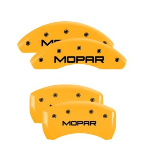 Dodge Dart Caliper Covers - Front + Rear - MGP - Engraved MOPAR - Yellow - `13-`16