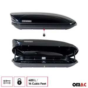 Roof Rack Cargo Box - 14 Cubic Feet - Dual Side Opening - Black