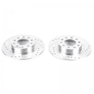 Dodge Dart Brake Rotors (2) - Rear - PowerStop - Evolution Drilled & Slotted - Silver - `13-`16