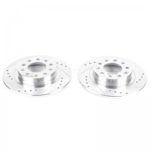 Dodge Dart Brake Rotors (2) - Rear - PowerStop - Evolution Drilled & Slotted - Silver - `13-`16