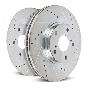 Dodge Dart Brake Rotors (2) - Front - PowerStop - Evolution Drilled & Slotted - Silver - `13-`16