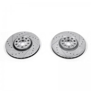 Dodge Dart Brake Rotors (2) - Front - PowerStop - Evolution Drilled & Slotted - Silver - `13-`16