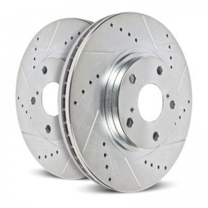 Dodge Dart Brake Rotors (2) - Front - PowerStop - Evolution Drilled & Slotted - Silver - `13-`16