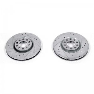 Dodge Dart Brake Rotors (2) - Front - PowerStop - Evolution Drilled & Slotted - Silver - `13-`16