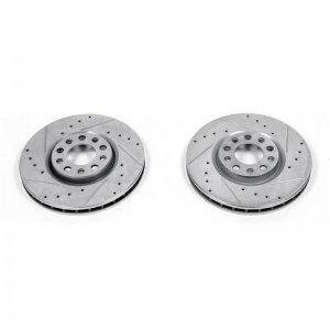 Dodge Dart Brake Rotors (2) - Front - PowerStop - Evolution Drilled & Slotted - Silver - `13-`16