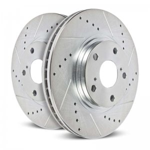 Dodge Dart Brake Rotors (2) - Front - PowerStop - Evolution Drilled & Slotted - Silver - `13-`16