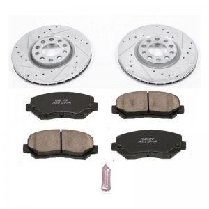 Dodge Dart Brake Kit - Front - PowerStop - Drilled & Slotted Rotors + Carbon-Fiber Ceramic Pads - `13-`16