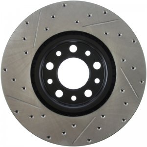 Dodge Dart Brake Rotor (1) - Front Left - Stoptech - Drilled/Slotted - Black - `13-`16