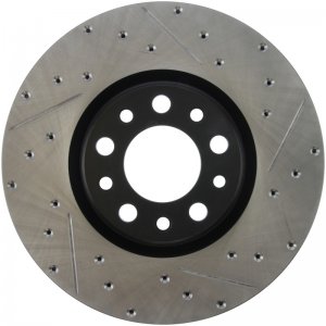 Dodge Dart Brake Rotor (1) - Front Left - Stoptech - Drilled/Slotted - Black - `13-`16