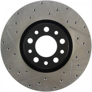 Dodge Dart Brake Rotor (1) - Front Right - Stoptech - Slotted/Drilled - Black - `13-`16