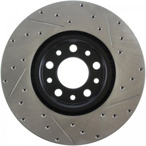 Dodge Dart Brake Rotor (1) - Front Right - Stoptech - Slotted/Drilled - Black - `13-`16