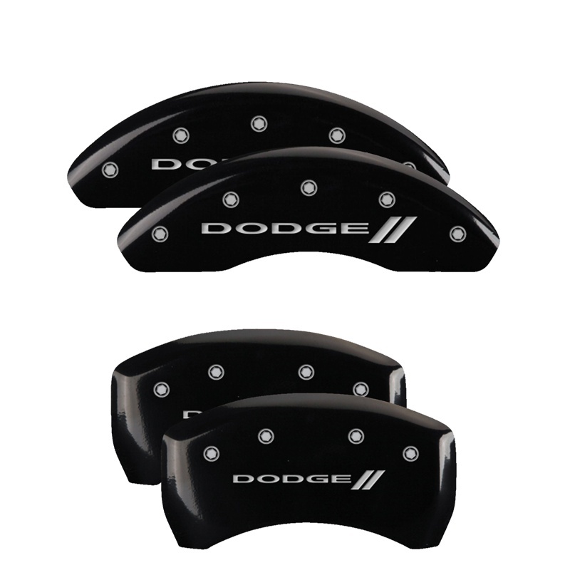 Dodge Dart Caliper Covers - Front + Rear - MGP - Engraved Front & Rear With stripes/Dodge - Black - `13-`16