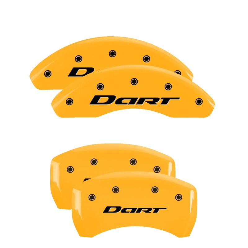 Dodge Dart Caliper Covers - Front + Rear - MGP - 4 Logo - Yellow - `13-`16