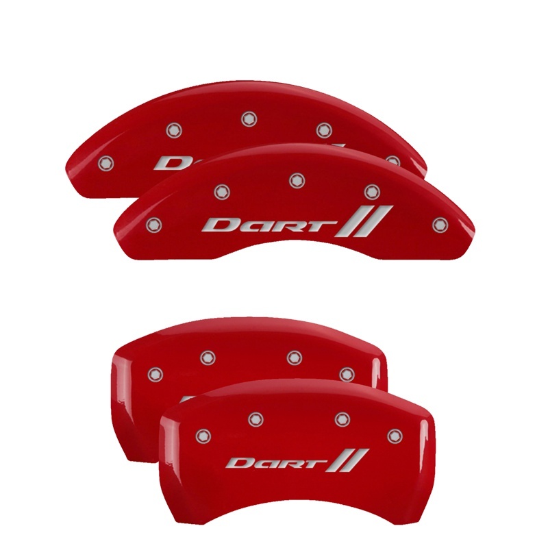 Dodge Dart Caliper Covers - Front + Rear - MGP - Engraved With stripes/Dart - Red - `13-`16