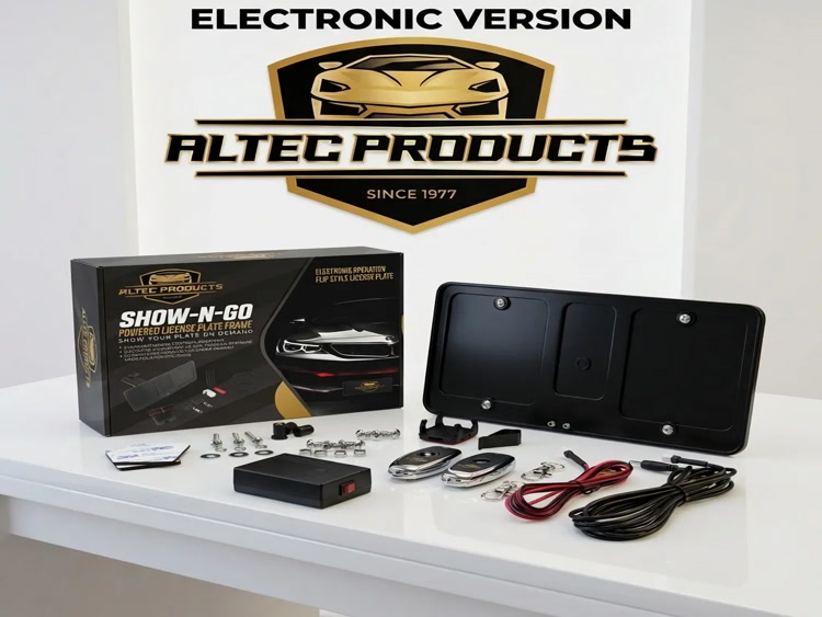 Front License Plate Mount - Powered Retractable Mount - SHOW-N-GO 