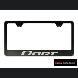 Dodge Dart License Plate Frame - Black Stainless Steel w/ Dart Logo - Standard