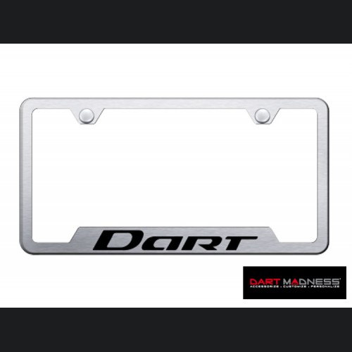 Dodge Dart License Plate Frame - Stainless Steel w/ Dart Logo - Bottom Cut Outs