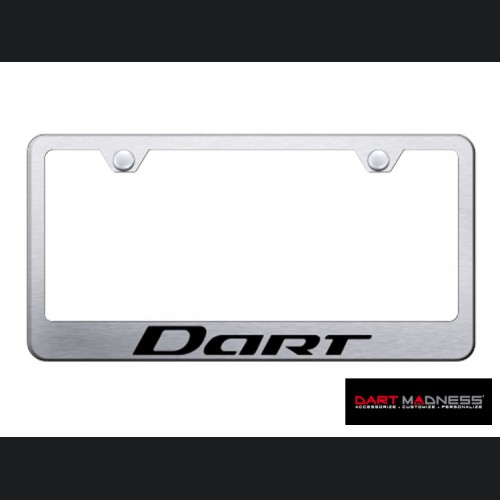 Dodge Dart License Plate Frame - Stainless Steel w/ Dart Logo - Standard