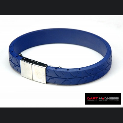 Tire Tread Bracelet - Blue Rubber w/ Stainless Steel Clasp