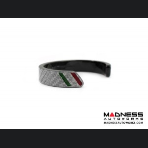 Carbon Fiber Bracelet - Italian Flag Racing Stripe Design - Silver Carbon 