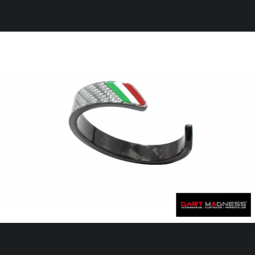 Carbon Fiber Bracelet - Italian Flag Racing Stripe Design - Silver Carbon 