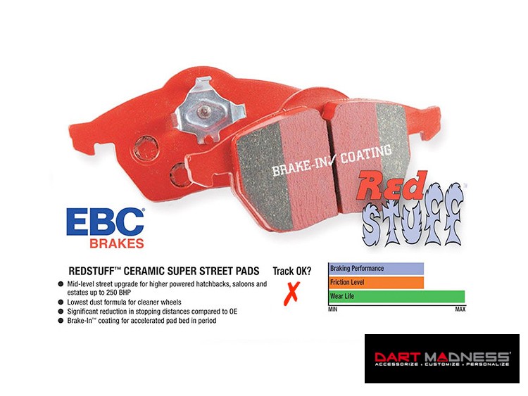 Dodge Dart Brake Pads - EBC - RedStuff Ceramic High Performance - Front