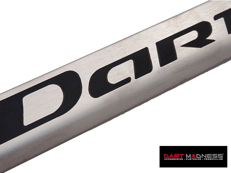 Dodge Dart License Plate Frame - Wideplate - Satin Stainless Steel w/ Dart Logo