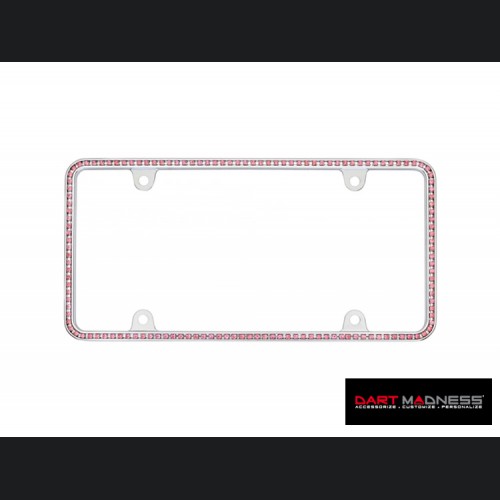 License Plate Frame - Chrome w/ Pink Crystals