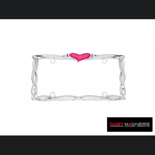 License Plate Frame (1) - Gloss Black Frame w/ Pink Heart