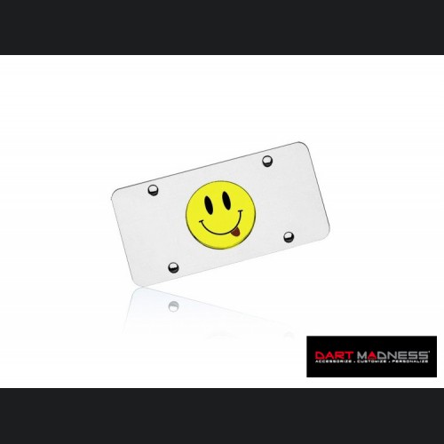 License Plate - Stainless Steel Plate - Smiley Logo with Tongue